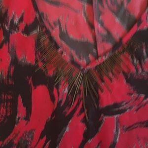 Beaded blouse with v neck